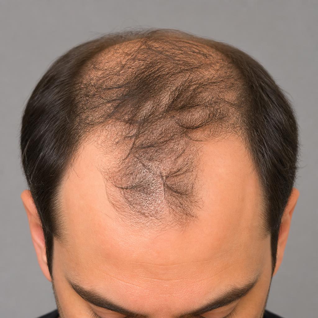 زراعة شعر DHI — بعد 9 أشهر - قبل